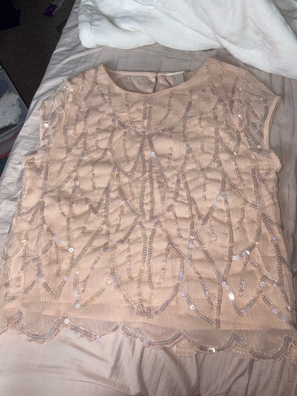 Forever 21 Blush Pink Sequin Embellished Sleeveless Top